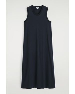 COS Ruffled Cotton Midi Dress - Blue