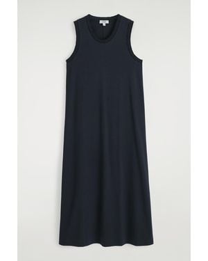 COS Ruffled Cotton Midi Dress - Blue
