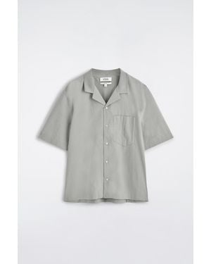 COS Camp-Collar Cotton Shirt - Gray