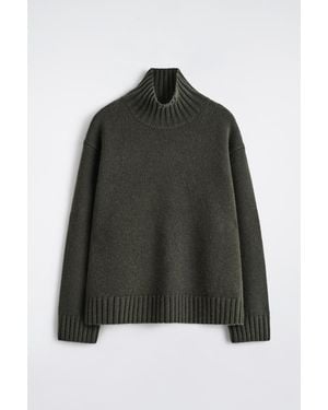 COS Chunky Cashmere Mock-Neck Jumper - Black