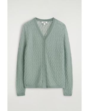 COS Pointelle-Knit Mohair Cardigan - Green