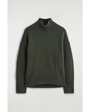 COS Chunky Mock-Neck Wool Jumper - Green