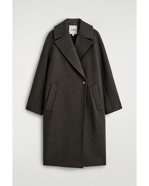 COS Oversized Double-Breasted Wool Long Coat - Black
