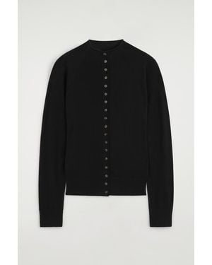 COS Merino Wool Funnel-Neck Cardigan - Black