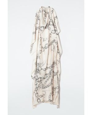 COS Asymmetric Chain-print Midi Dress - Natural