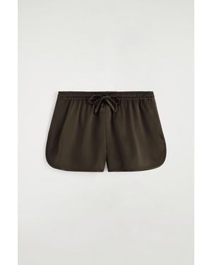 COS Satin Track Shorts - Black