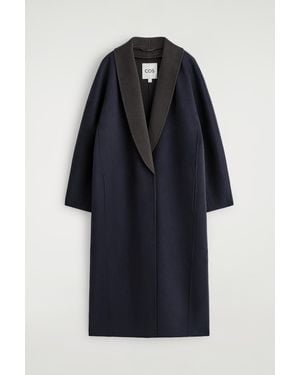 COS Double-Faced Wool Shawl-Collar Coat - Blue