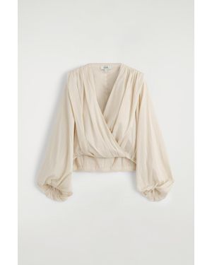 COS Gathered Wrap-Over Blouse - Natural