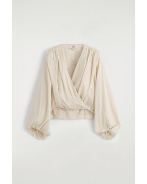 COS Gathered Wrap-Over Blouse - Natural