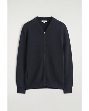 COS Textured Knitted Bomber Jacket - Blue
