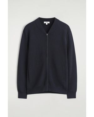 COS Textured Knitted Bomber Jacket - Blue