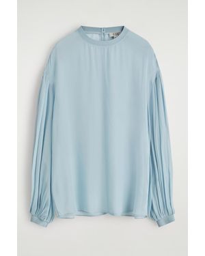 COS Sheer Balloon-Sleeve Blouse - Blue