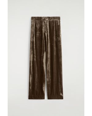 COS Velvet Elasticated Straight-Leg Pants - Brown