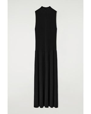 COS Pleated High-Neck Maxi Dress - Black
