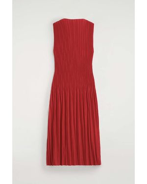 COS Pleated Jacquard Sleeveless Maxi Dress - Red
