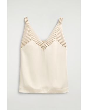 COS Open-Stitch Satin Cami Top - Natural