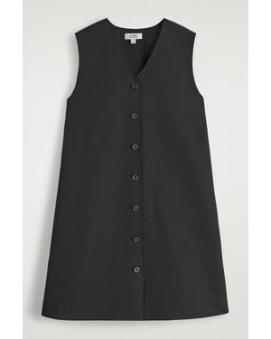 COS Buttoned Pima Cotton Mini Dress - Black