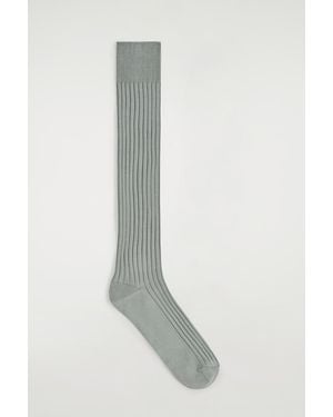 COS Long Ribbed Cotton Socks - White
