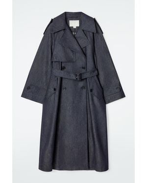 COS Oversized Denim Trench Coat - Blue