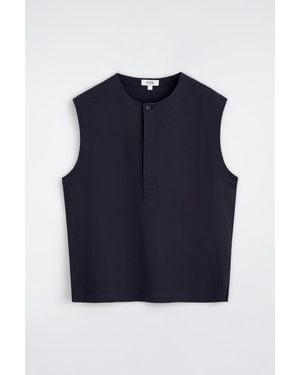 COS Cotton Henley Tank Top - Blue