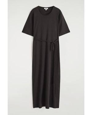 COS Belted Midi T-Shirt Dress - Black