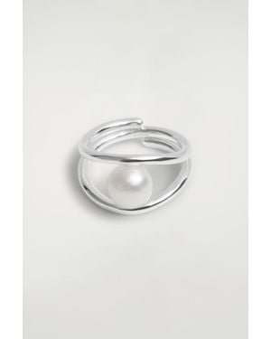 COS Floating-Pearl Ring - Metallic