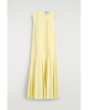 COS Pleated Cotton-Linen Maxi Dress - Yellow