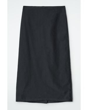 COS Cotton Drawstring Midi Skirt - Black