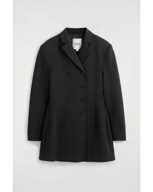 COS Doppelreihiger Blazer Mit Schösschen - Schwarz