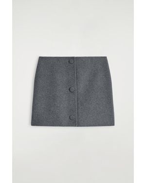 COS Buttoned Double-Faced Wool Mini Skirt - Blue