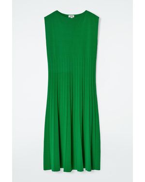 COS Knitted Pleated Maxi Dress - Green
