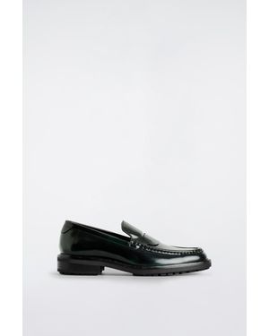 COS Rubbed-Leather Loafers - White
