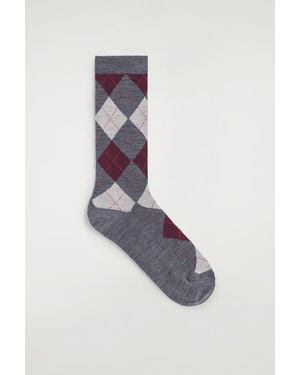 COS Argyle Wool-Blend Socks - Blue