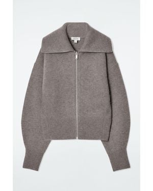 COS Waisted Knitted Wool Bomber Jacket - Natural