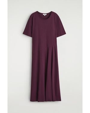 COS Draped Cotton Midi Dress - Purple