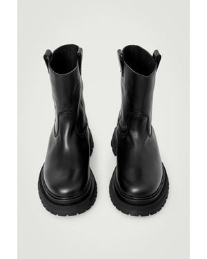 COS Leather Moto Boots - Black