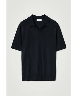 COS Open-collar Cashmere Polo Shirt - Black