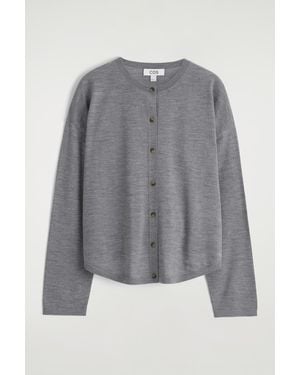 COS Circle-Cut Merino Wool Cardigan - Grey