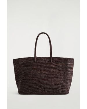 COS Oversized Hand-Woven Tote Bag - Brown