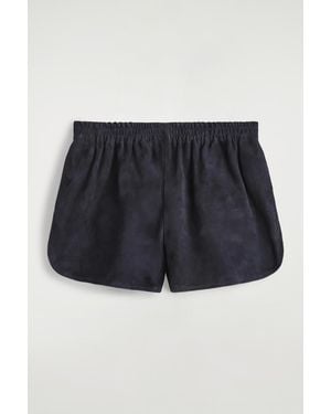 COS Suede Elasticated Shorts - Blue