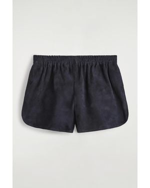 COS Suede Elasticated Shorts - Blue