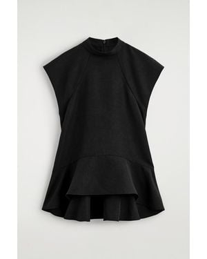 COS Flared Cap-Sleeve Top - Black
