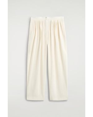 COS Draped Pleated Straight-Leg Trousers - White