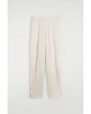 COS Tailored Matte-Satin Barrel-Leg Pants - White