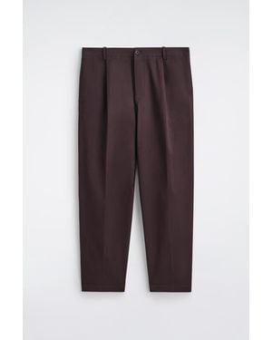 COS Cropped Cotton Relaxed-Fit Straight-Leg Pants - Brown