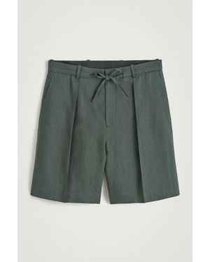 COS Tailored Drawstring Linen Shorts - Green