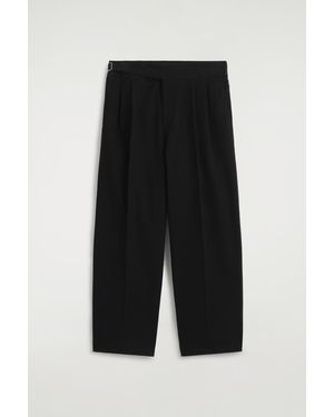 COS Belt-Detail Pleated Wide-Leg Trousers - Black