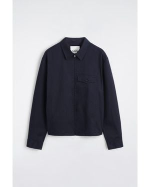 COS Zip-Up Cotton Overshirt - Blue