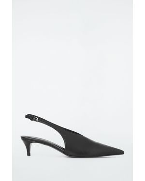 COS Pointed Leather Slingback Kitten Heels - White