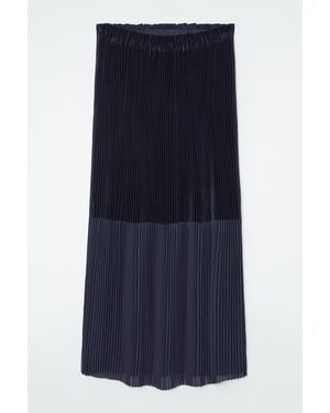 COS Paneled Pleated Column Maxi Skirt - Blue